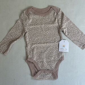 NWT Little Co long sleeve onesie ditsy floral print pink white rose 3 months